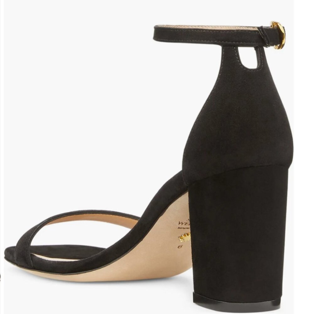NWB Stuart Weitzman Black Nudistcurve 75 Block Heel Sandal - Picture 3 of 6